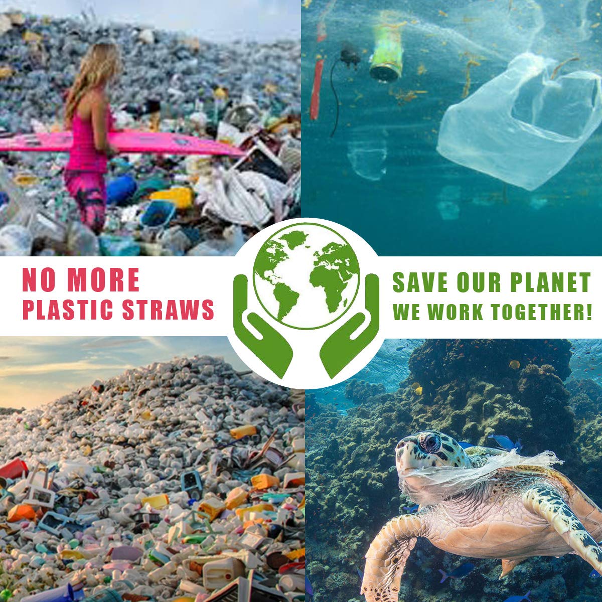 Telescopic Reusable Straws - Collapsible Stainless Steel Metal Straw - Portable Drinking Straw with Aluminum Case and Cleaning Brush - Bonus 2 Silicone Tips and Key Chains - 2 Pack Rose Gold, Black