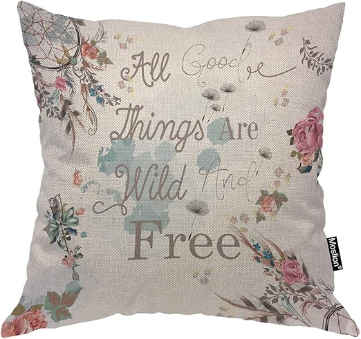 Amazon Com Moslion Quote Pillows Floral Word All Good Things Are