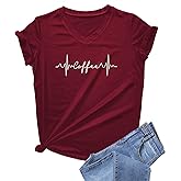 DANVOUY Womens Causal Short Sleeve V-Neck T-Shirt Graphic Tees