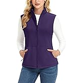 MAGCOMSEN Women's Fleece Vest Outerwear Sleeveless Lightweight Zip Jacket Warm Soft Hiking Running Vest Zipper Pockets