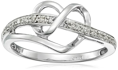 Amazon Essentials Sterling Silver Diamond Accent Heart Ring, Size 6, (previously Amazon Collection)