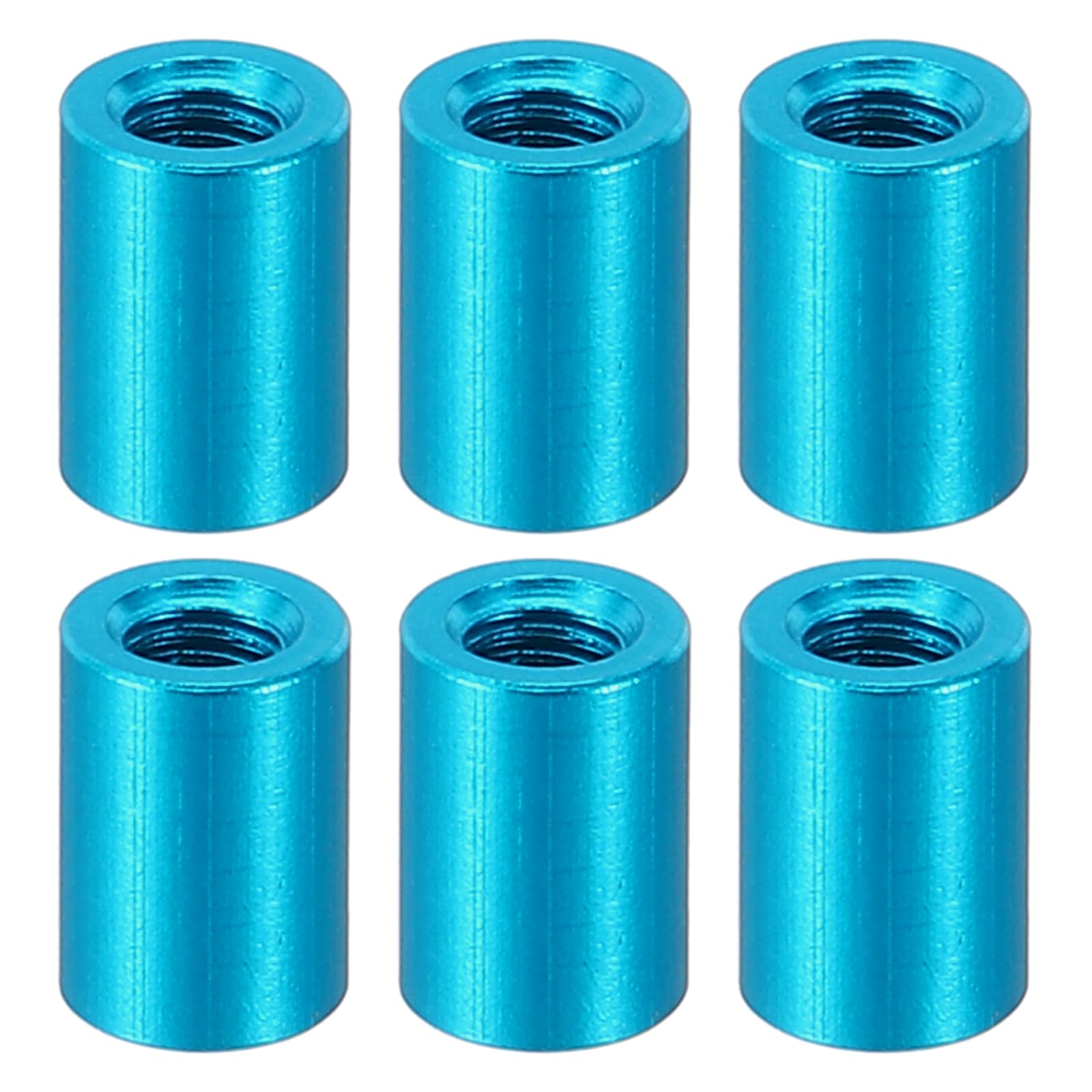 PATIKIL 12pcs M3 Metal Threaded Standoff Spacer Nuts, Round Aluminum Spacers Female Coupling Screws, 1/8" ID x 3/16" OD, Blue, (8mm L) — image 1