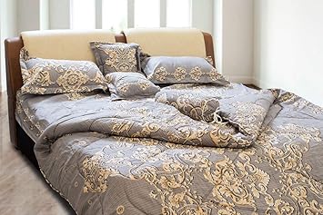 Buy Atmax Roofino 7 Piece 5d Comforter Set Dark Grey With Mustard