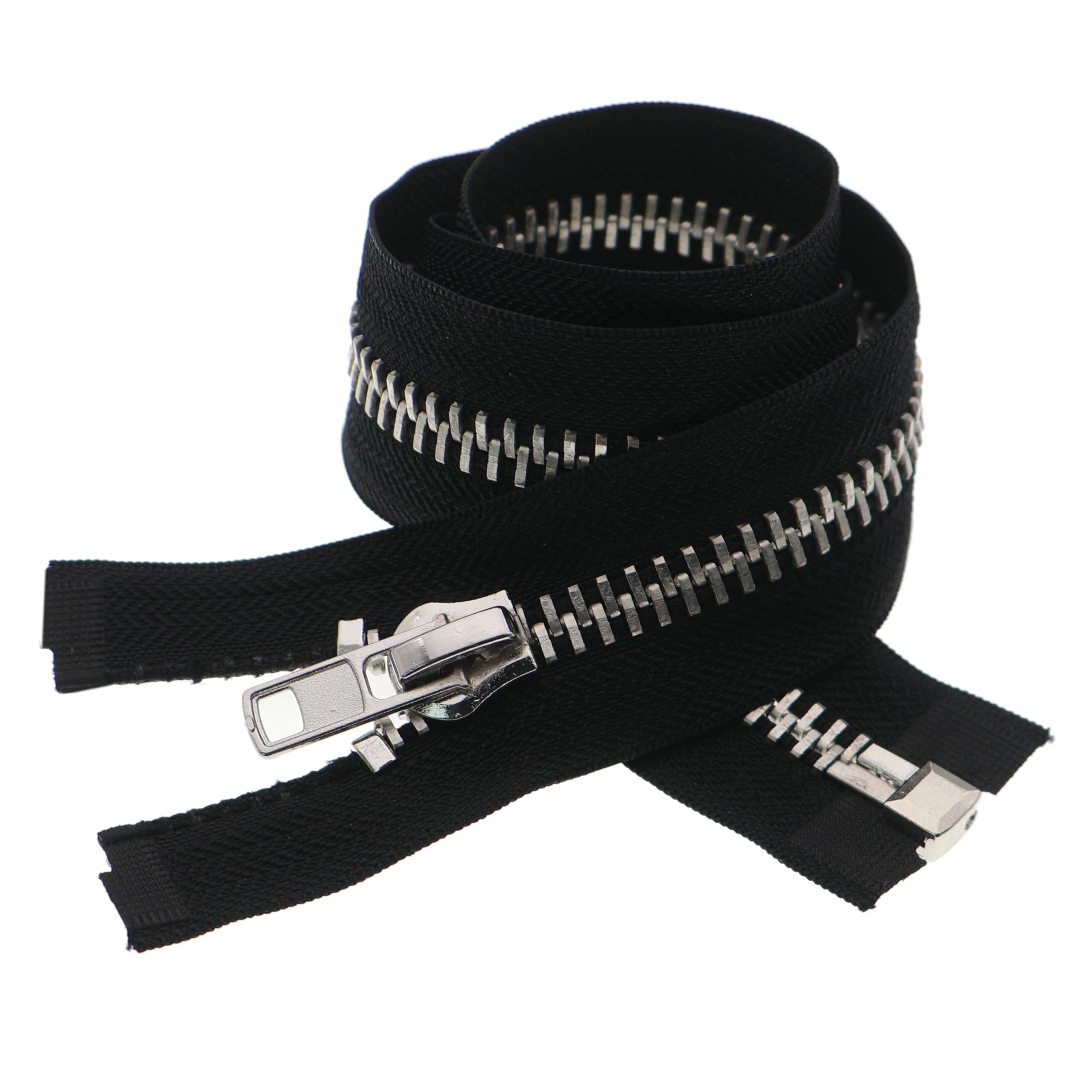 Leekayer #10 30 Inch Zippers for Jackets Sewing Coats Crafts Silver Separating Jacket Zipper Metal Zipper Heavy Duty (30" Silver)