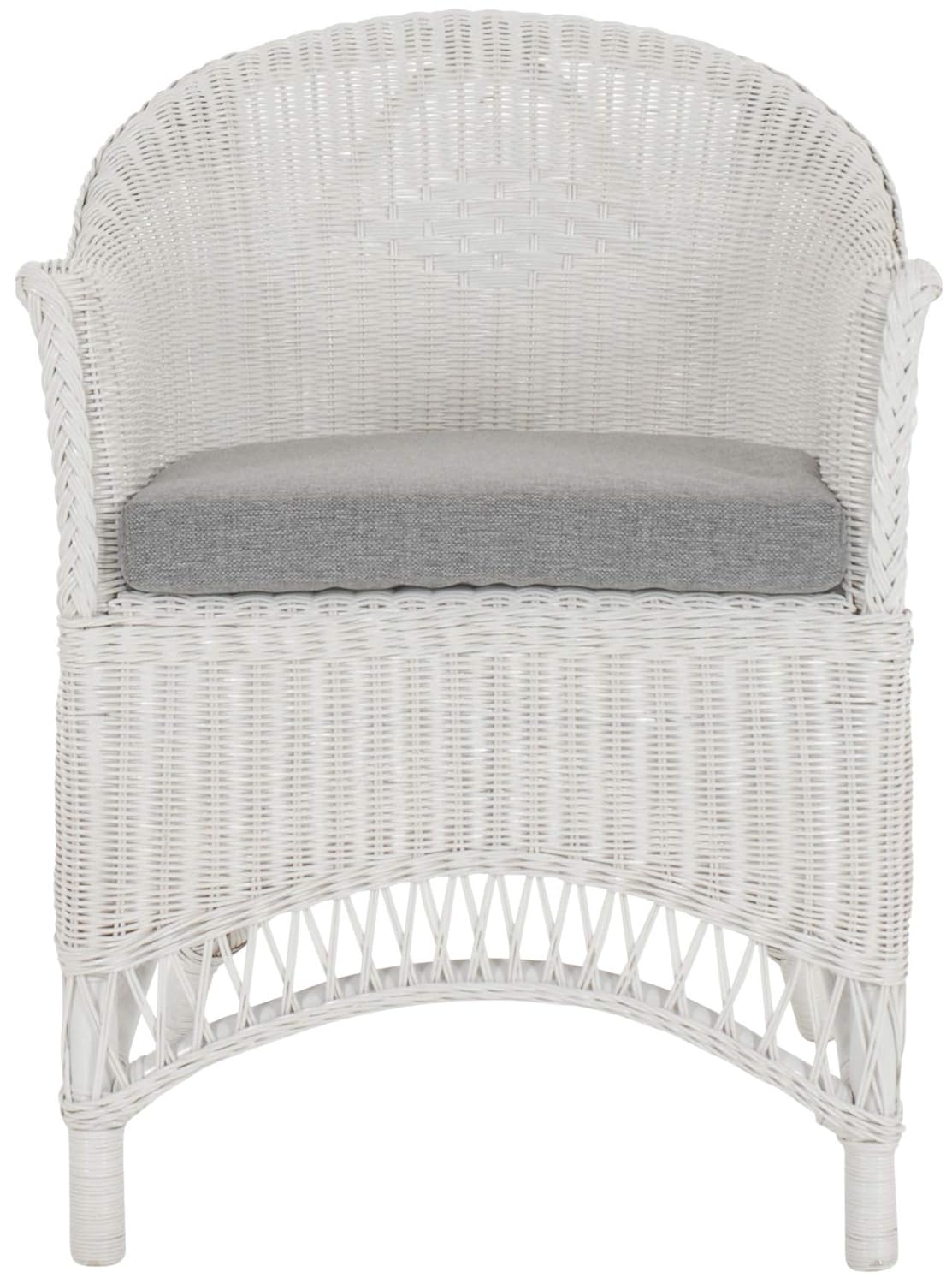 Weiß, mit Polster korb.outlet Rattansessel Landhaus Flechtsessel aus