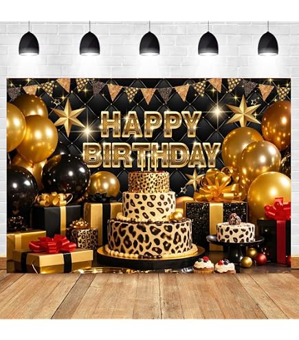 Leopard Happy Birthday Hintergrund-Banner | 180x111 Cm | Safari-Party Dekoration Für Fotohintergrund