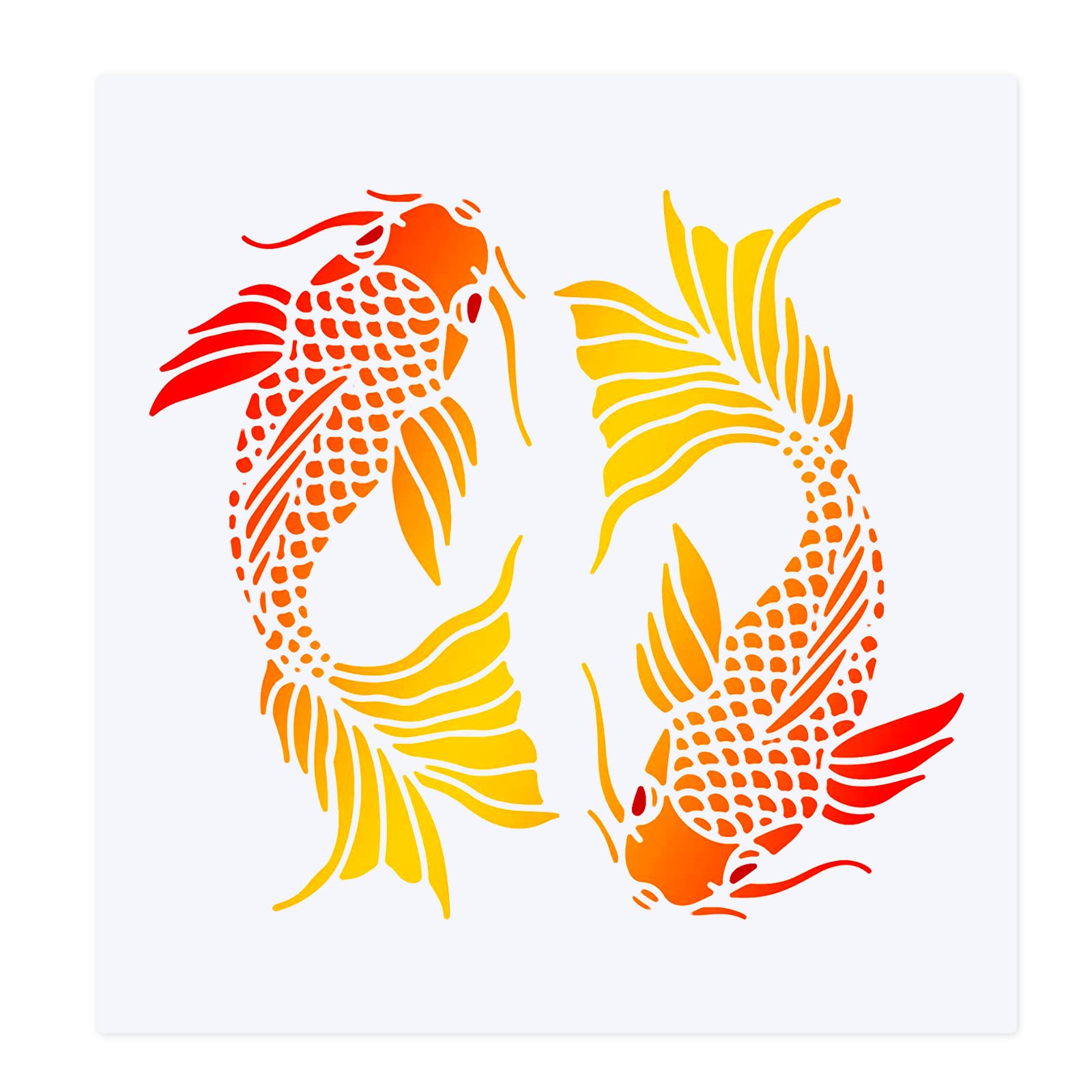 FINGERINSPIRE KOI Drawing Painting Stencils 30x30cm Plastic Carp Carp Stencils for Painting on Wood, Floor, Wall and Fabric