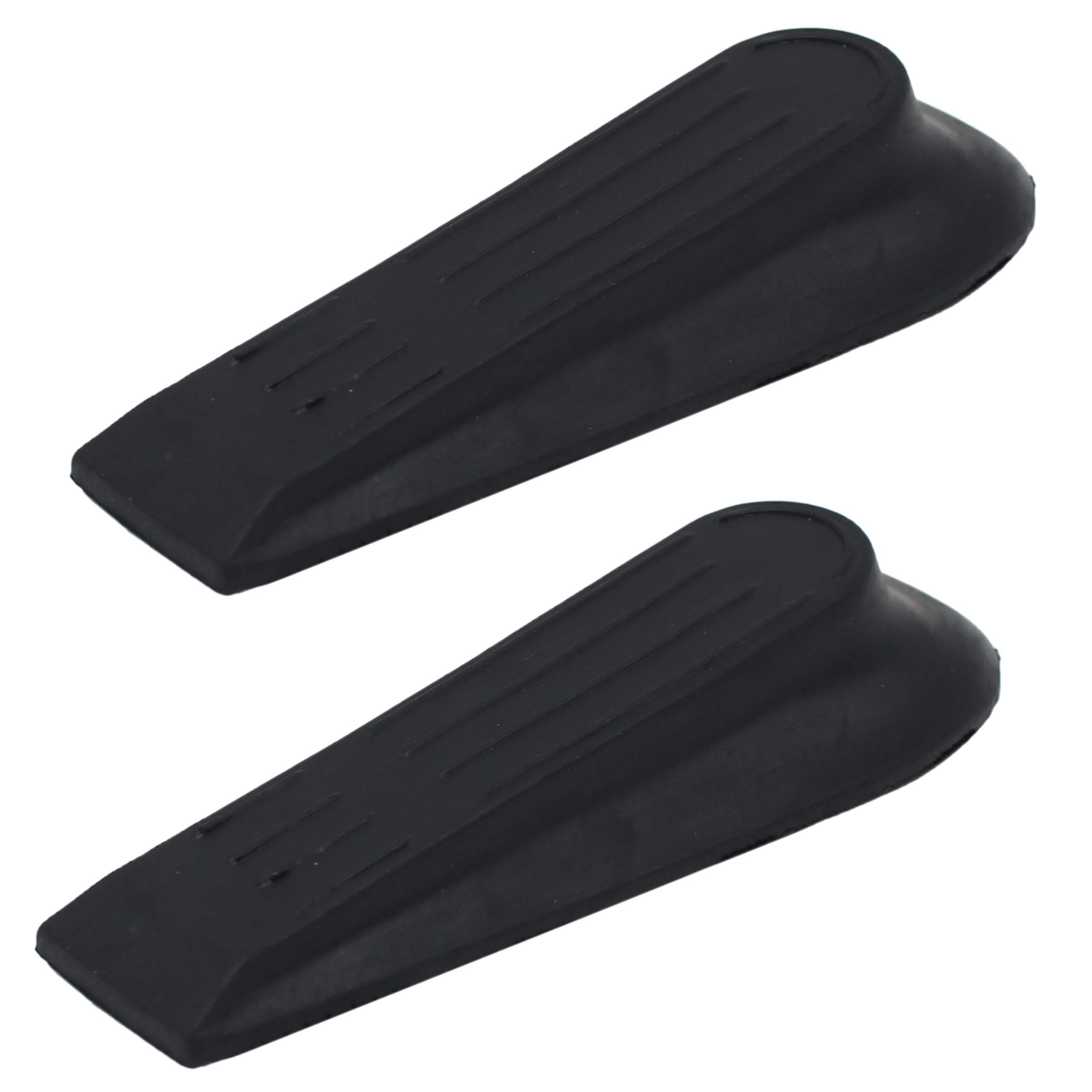Premium Duty Non-Slip Rubber Door Wedge Stopper Blocker Hold Open Hold Shut Extra Security Black Pack of 2(2)