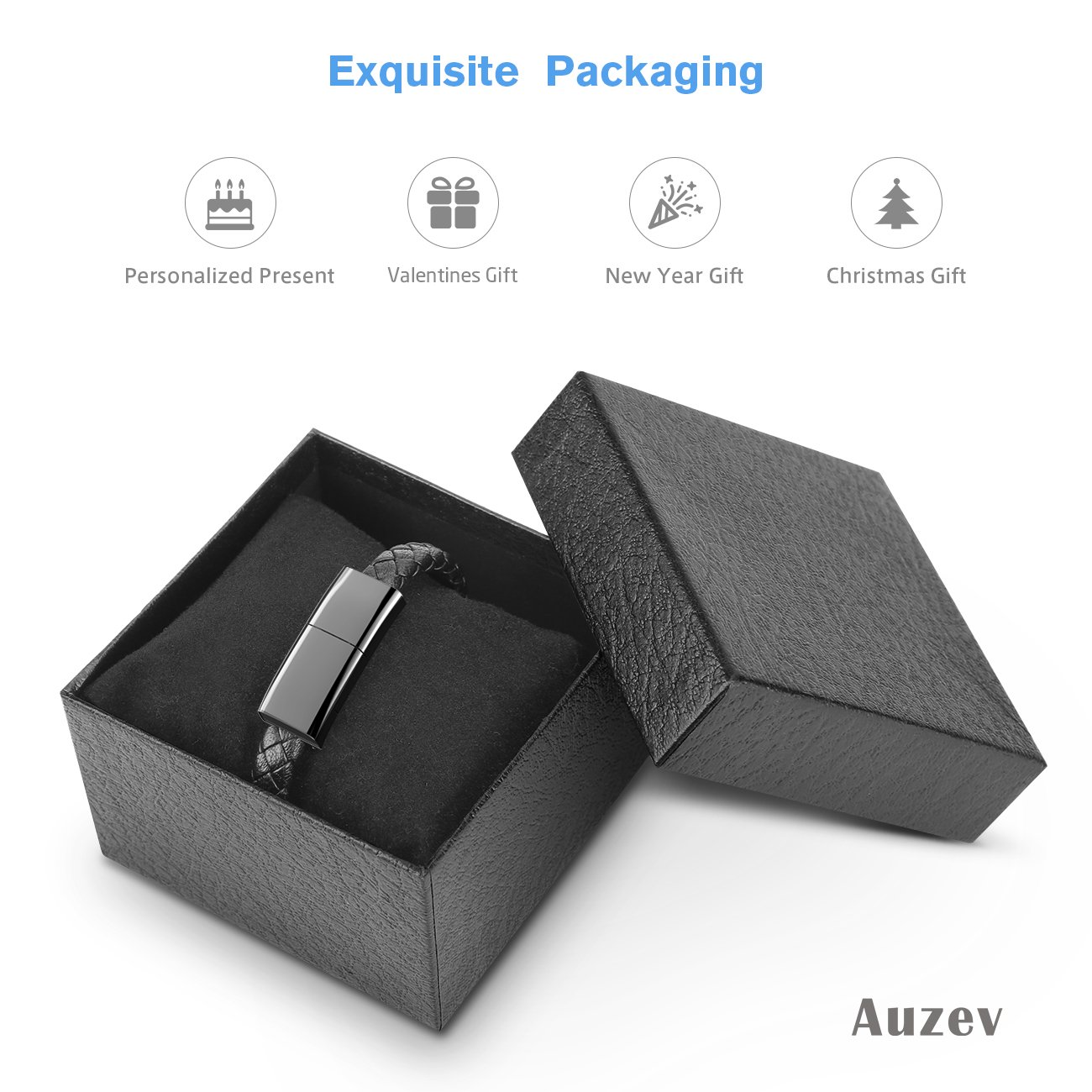 Micro USB Cable Durable Leather Bracelet Charging Data Cable Braided Wristband Wrist Cuff USB Data Charger Cord for Android (Black, M（7.2\