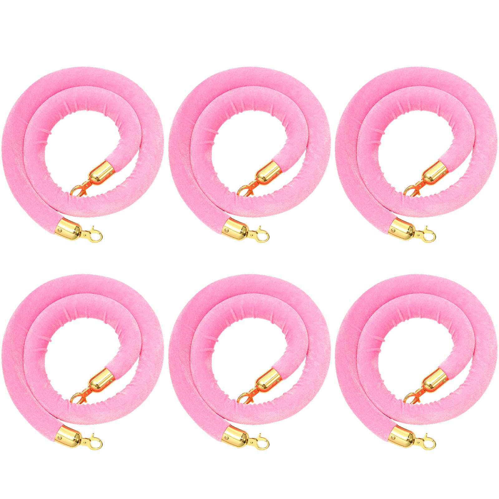 Photo 1 of  Pieces Velvet Stanchion Rope Bulk 4 Feet Party Crowd Control Barrier Safety Velvet Rope with Gold Hook for Movie Theater Opening, Hotel, Carpet, Not Include Stanchion Post