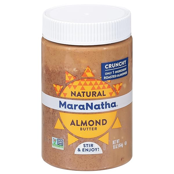 MARANATHA NATURAL CRUNCHY ROASTED ALMOND BUTTER, 16 OUNCE JAR