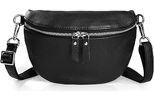 befen Small Genuine Leather Black Fanny Pack Women Crossbody Bags Belt Bag for Women Waist Bag for Travel
