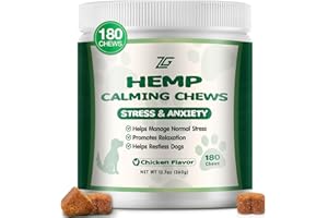 ZIEHOOGE Hemp Calming Chews for Dogs - Advanced Dog Calming Treats Helps with Dog Anxiety Relief, Separation, Stress, Barking, Fireworks, Travel, Composure - Natural Pet Supplements for Health & Wellness 180Ct
