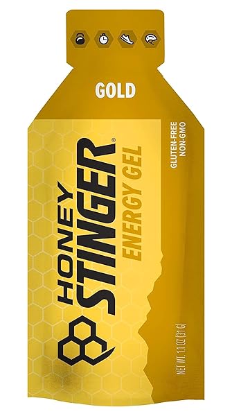 HONEY STINGER GOLD ENERGY GEL, GLUTEN FREE & CAFFEINE FREE, FOR EXERCISE, RUNNING AND PERFORMANCE, SPORTS NUTRITION FOR HOME & GYM, PRE AND MID WORKOUT, 24 PACK, 26.4 OUNCE