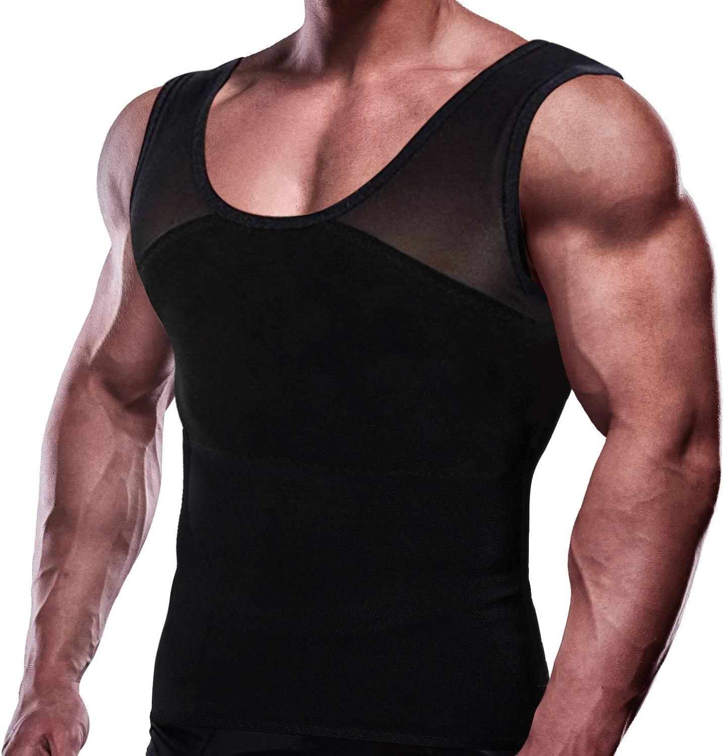 GKVK Mens Slimming Body Shaper Vest Chest Compression Shirt Abs Abdomen Slim Tank Top Undershirt