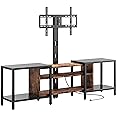 IRONCK 79 Inch TV Stand for TVs up to 85 Inch with Mount and Power Outlet, 3 Tiers TV Console with Storage Shelves, Entertainment Center, Steel Frame, for Living Room, Bedroom, Vintage Brown