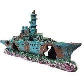 SLOCME Aquarium Shipwreck Decorations Fish Tank Ornaments - Resin Material Sunken Ship Decorations, Eco-Friendly for Freshwater Saltwater Aquarium Betta Fish Decorations