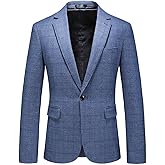 Mens Plaid Blazer Sports Coat Casual Slim Fit Checkered Blazer for Men Wedding