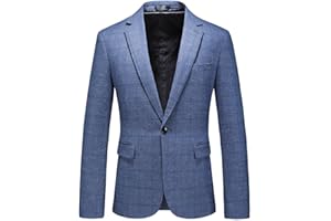 KUDORO Mens Plaid Blazer Sports Coat Casual Slim Fit Checkered Blazer for Men Wedding