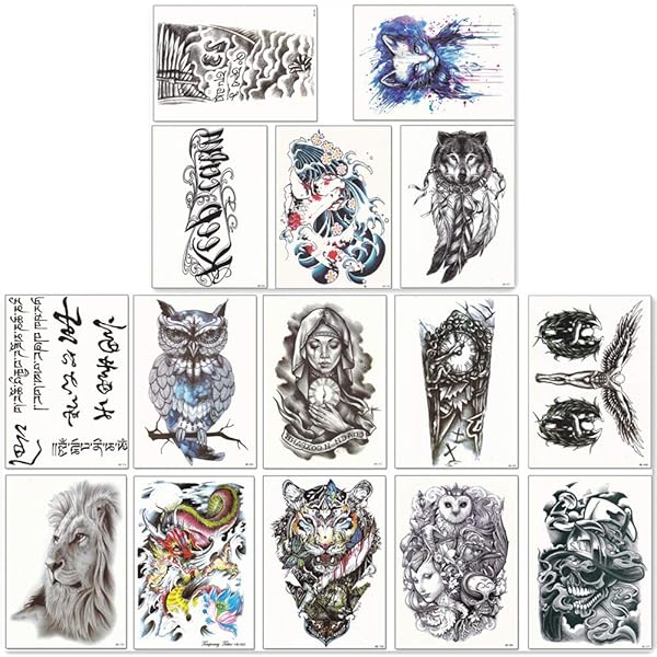 Dalin Large Temporary Tattoos Half Arm Tattoo Sleeves 15 Sheets Robot Arm Dead Skull Koi Fish Lion Owl Dragon Tiger And More Amazon Com Au Beauty