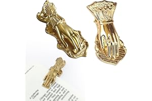 HSOKEW Hand Shaped Book Clip, Vintage Lady's Paper Clip Gold Metal Paper Clip Document Handbook Storage Clip Seal Clamp Traveler Notebook Accessories for Coffee Tea Food Bags Office School Home