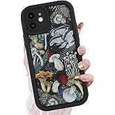 KANGHAR Black Case for iPhone 11 Case, Cute Mushroom Art Design Soft TPU Shockproof Protective for Women Girls Slim Phone Cover