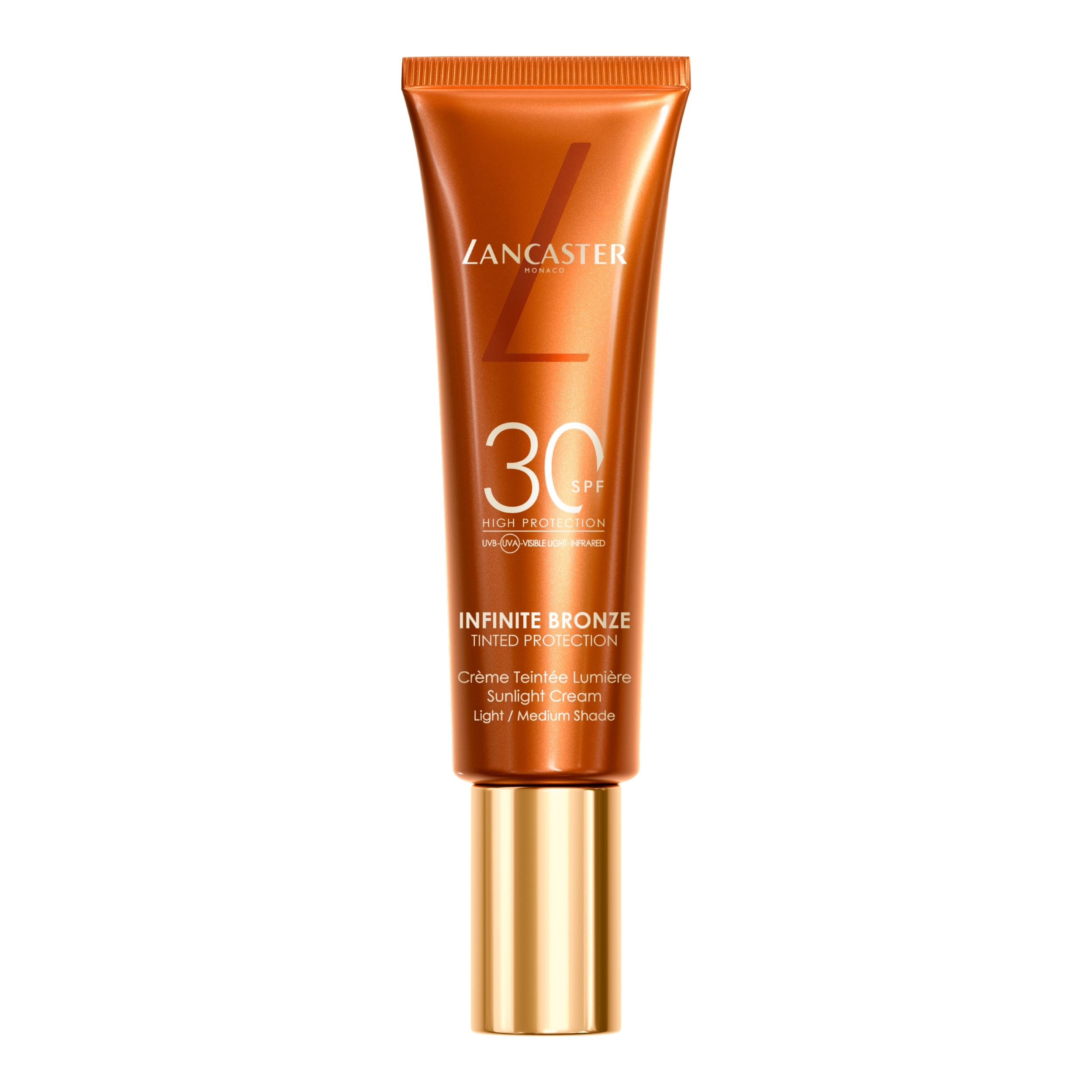 Lancaster Infinite Bronze Sunlight Cream SPF30 50ml - Light/Medium Shade, Tinted Protection, Non-Greasy and Non-Sticky Formula, Natural-Looking Finish, Vegan