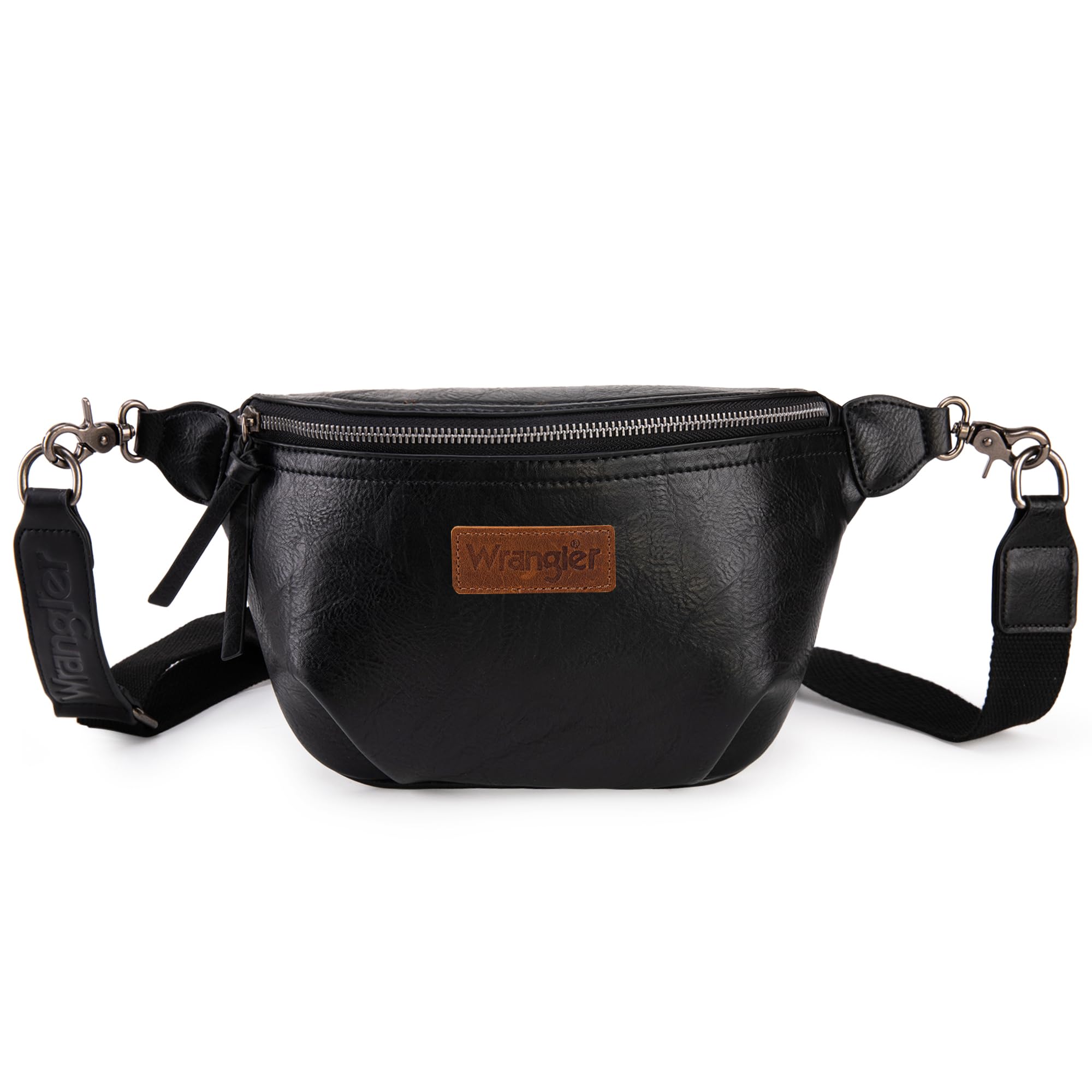 Wrangler Large Fanny Packs for Women Waist Bag Travel Belt Bags Crossbody Sling Purse Black
