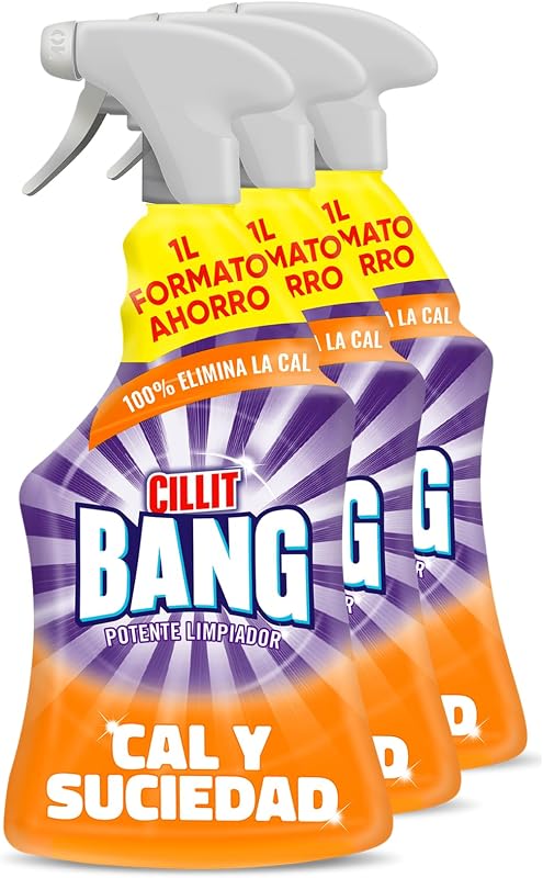 Cillit bang lime and dirt, poderoso limpador de banheiro e cozinha, formato spray - embalagem de 3 x 1 l, total de 3 l