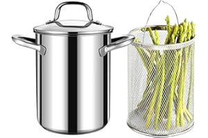 GOVNPJ Asparagus Pot, Asparagus Steamer Stainless Steel Steamer Cooker 4L Pasta Pot with Strainer Pasta Cooker for Spaghetti,