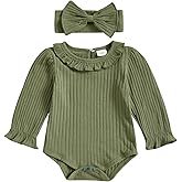 fhutpw Newborn Baby Girl Oversized Sweatshirt Romper Ruffle Long Sleeve Crewneck Onesie Sweater Tops Infant Fall Clothes