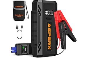 ASPERX Car Jump Starter, 2000A Peak Battery Jump Starter for Up to 7.0L Gas or 5.5L Diesel Engine, 12V Portable Battery Starter Power Pack with 1.4 INCH LCD Display