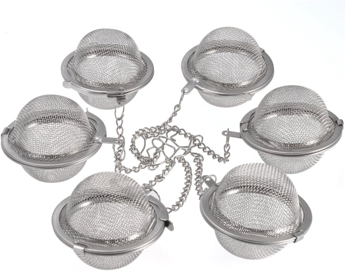 Tea Ball Strainers Premium Tea, & Spice Balls Fine Mesh Stainless Steel Tea Strainer Filters Tea Interval Diffuser (6)