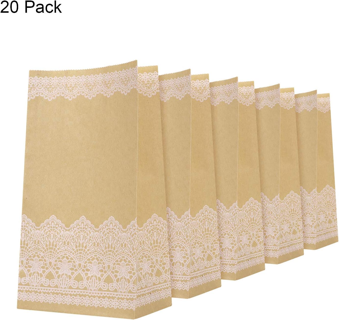 LONTG 20x Small Paper Bag Party Gift Bag Candy Sweet Bag Cookies Bag Treat Bag Goodies Bag Paper Food Bag Bread Fast Food Take Out Takeaway Bag For Bakery Cafe Snacks Popcorn Recycled - Image 3