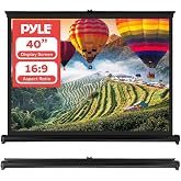 Pyle Portable Projector Screen - Mobile Projection Screen Stand, Lightweight Carry &amp; Durable Easy Pull Out System for Schools Meeting Conference Indoor Outdoor Use, 40 Inch (PRJTP46), White