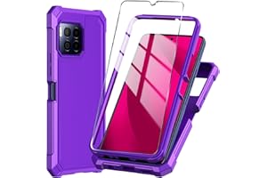 Mocotto for T-Mobile REVVL 7 Pro 5G Phone Case with Tempered Glass Screen Protector,Slim Soft Silicone Full-Body Protective Case for REVVL 7 Pro 5G (Purple)
