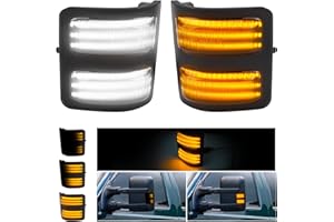 Bestview Smoked Lens Dual Color Side Mirror Marker Lamps Compatible With 2008-2016 Ford F250 F350 F450 F550, w/White LED Parking Light, Amber LED Turn Signal Light, Pack of 2