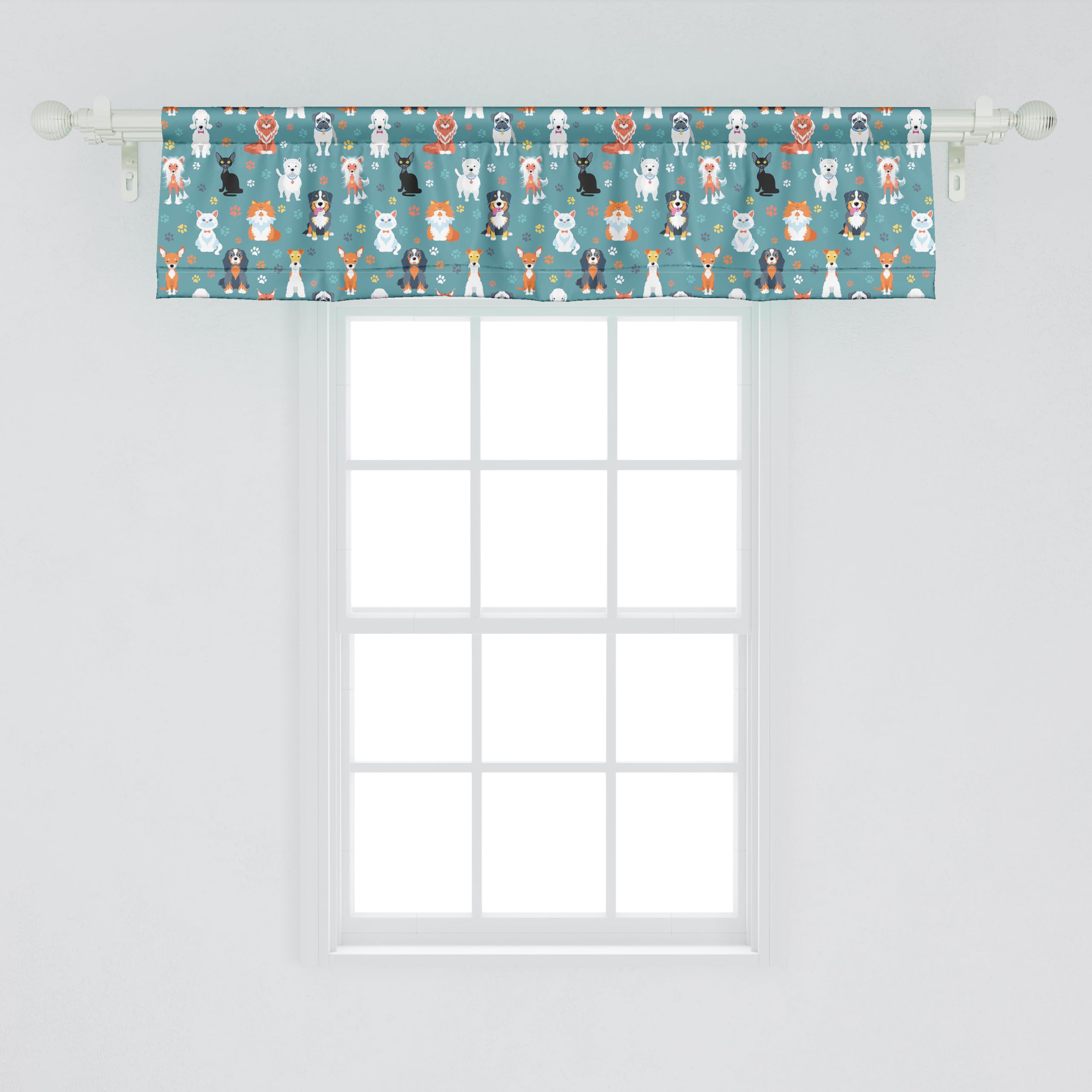 Ambesonne Animal Print Window Valance, Pet Lover