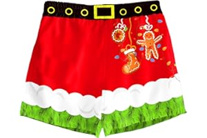AOBUTE Kid's Christmas Boxers Xmas Print Swim Trunks Drawstring Novelty Lounge Shorts 5-14 Years