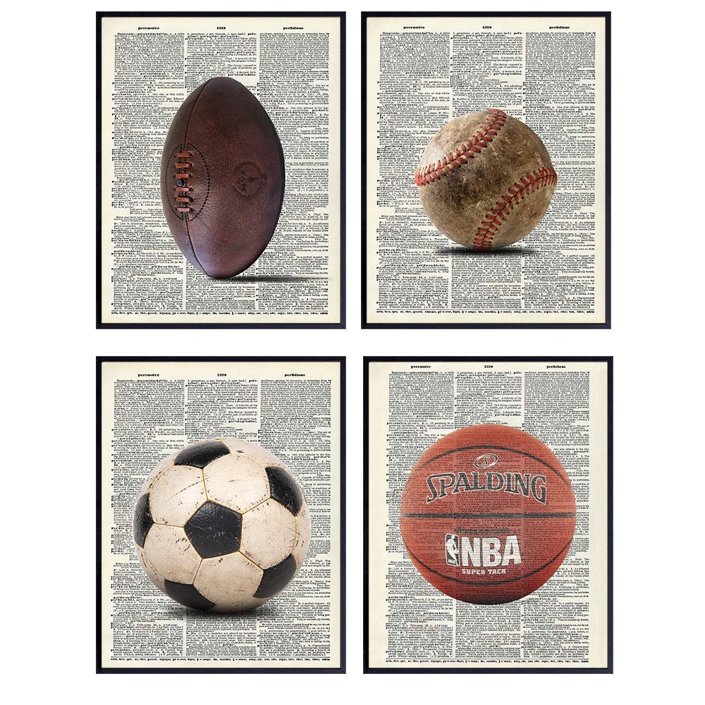 Basketball, Baseball, Football, Soccer, Futbol Wall Art Set