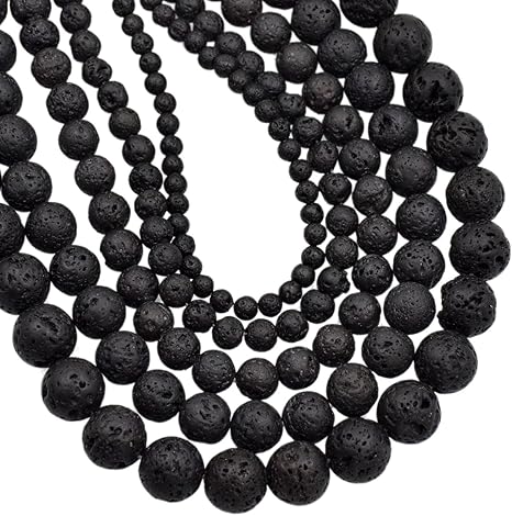 15/" Strand 4mm Round Natural Black Lava Rock Gemstone Beads