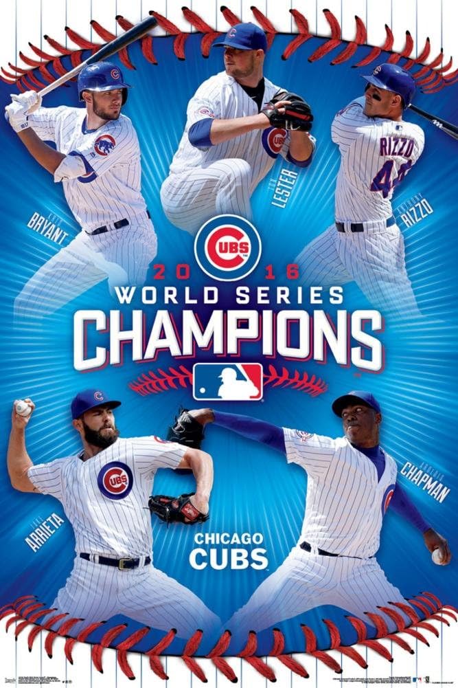 Amazon Com Mlb 2016 World Series Champs Poster 24 X 36in Sports Outdoors