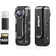 BOBLOV W1 64GB HD 1080P Body Worn Camera, Wearable Body Camera with 2 Clips, Loop Recording Video Camera, Support Time Stamp, Back Clip for Traveling, Driver, Delivery Man, Lecture Recording