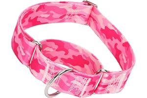 MAOWUWUJOZ Wide 1.5 inch Martingale Collar for Dogs,Big Thick Dog CollarNo-Slip Escape Proof Choke No Pull Cinch for Male and Female Dogs for Training & Walking -Pink camo L