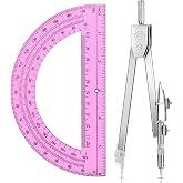EBOOT Drawing Compass and 6 in Protractor Geometry Set, Pink | Geometry Math Set, Swing Arm Protractor Ruler Compass, Geometry Drawing Tools for Measuring Angles