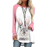 EFOFEI Womens Easter Bunny Oversized Sweatshirt Casual Loose Fit Cute Rabbit Tops Oversized Long Sleeve Shirt