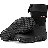HISEA Upgraded Garden Boots for Men, Mud Resistant Outdoor Work Boots Mens Waterproof Neoprene Rubber Insulated Rain Shoes Ankle High Rainboots
