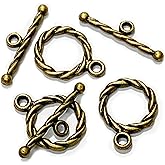 Heather's CF Toggle Jewelry Clasps – Durable Quality, Antique Twisted Brass Finish Toggle Clasps & Closures for Necklace, Bracelet & Charms – Ideal for DIY, & Jewelry Making – Small (Set of 100)