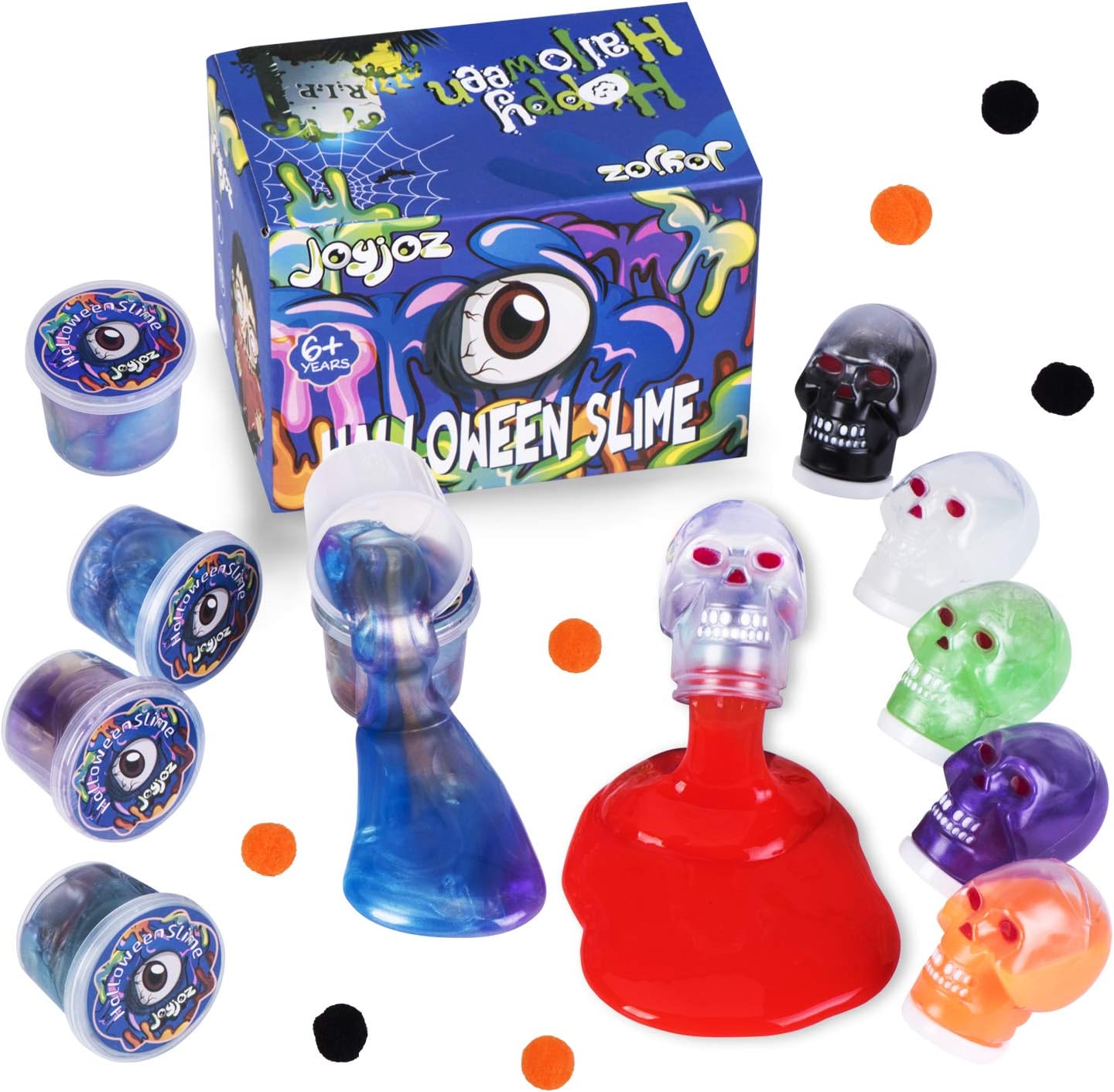 Joyjoz Fluffy Slime Kit Kids Easter Toys 12 packs, Galaxy Putty Slime Prank Skull Slime Party Favors Stress Relief Toys For Kids And Adults