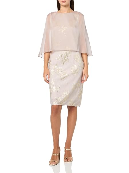 S.L. FASHIONS WOMEN’S SHORT FOIL DETAIL COCKTAIL DRESS...